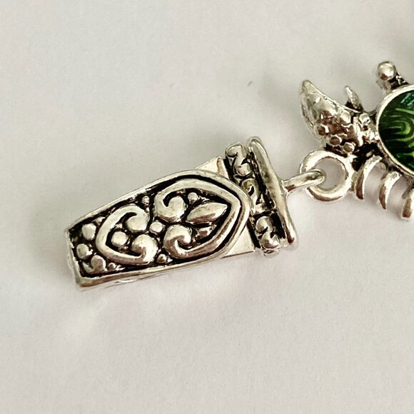 Silver Sea Life Crab Charm Bracelet Beach Multicolor Magnetic 7.75" Plated - Picture 8 of 13